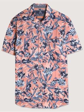 Men's Coral Floral Short-Sleeve Button-Down Shirt by MBX